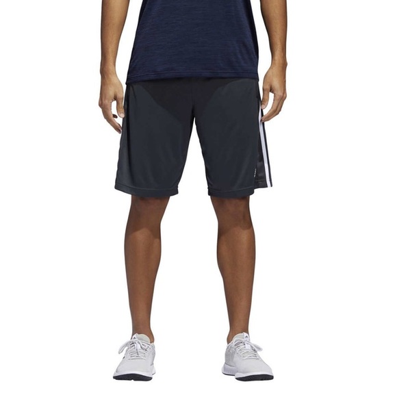 Adidas Grey Three Strip Logo Men Active Shorts - Picture 2 of 8